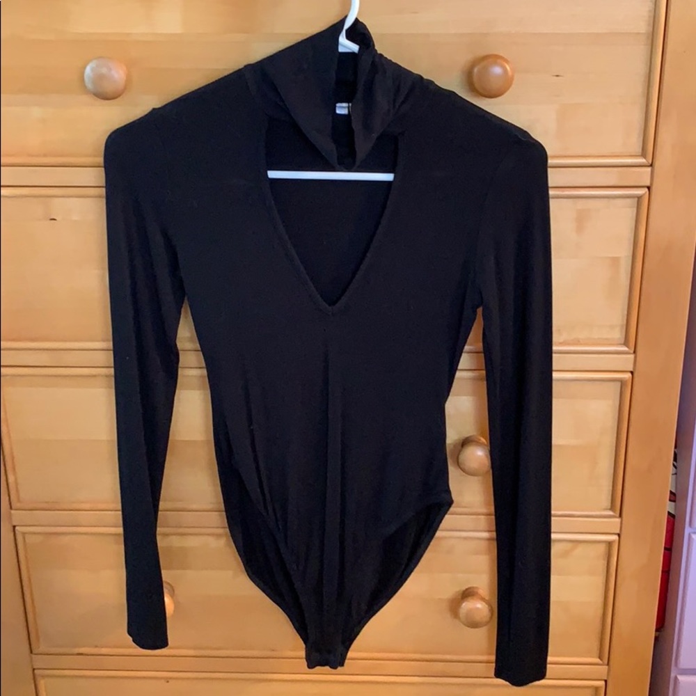 Long Sleeve Plunging Turtleneck Bodysuit